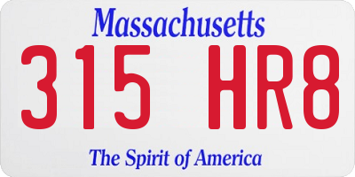 MA license plate 315HR8