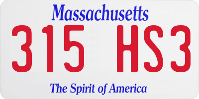 MA license plate 315HS3