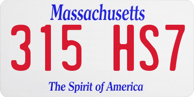 MA license plate 315HS7