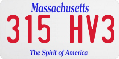 MA license plate 315HV3