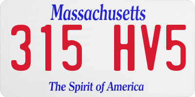 MA license plate 315HV5
