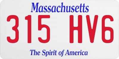 MA license plate 315HV6