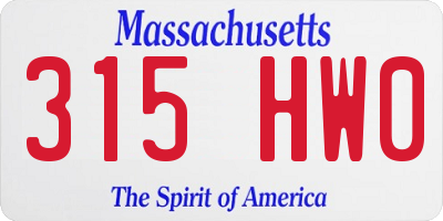 MA license plate 315HW0