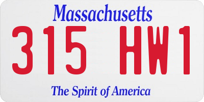 MA license plate 315HW1