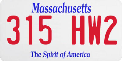 MA license plate 315HW2