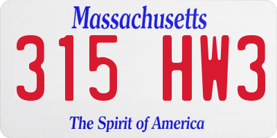 MA license plate 315HW3