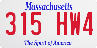 MA license plate 315HW4
