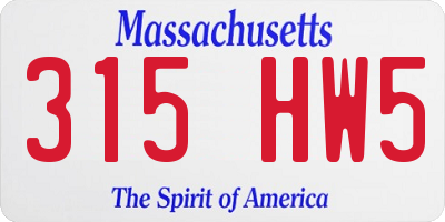MA license plate 315HW5