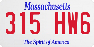 MA license plate 315HW6