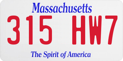 MA license plate 315HW7