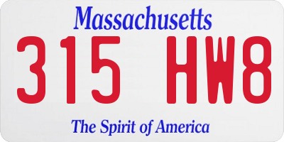 MA license plate 315HW8