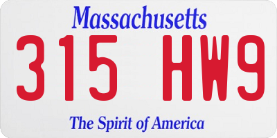 MA license plate 315HW9