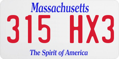 MA license plate 315HX3
