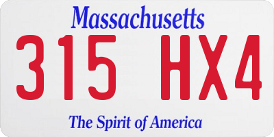 MA license plate 315HX4