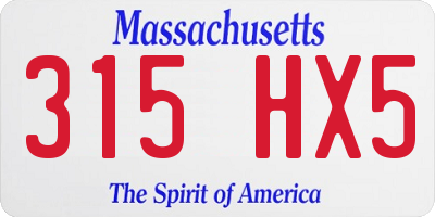MA license plate 315HX5
