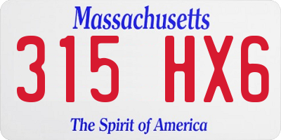 MA license plate 315HX6