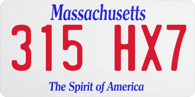 MA license plate 315HX7