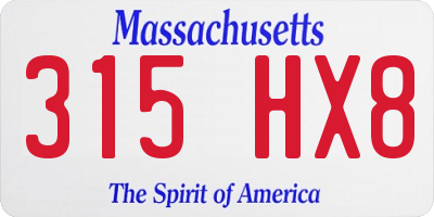 MA license plate 315HX8