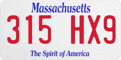MA license plate 315HX9