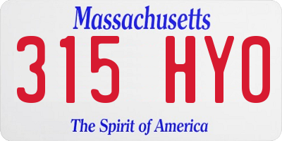 MA license plate 315HY0