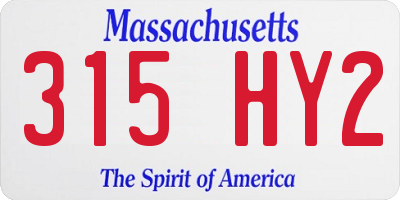 MA license plate 315HY2