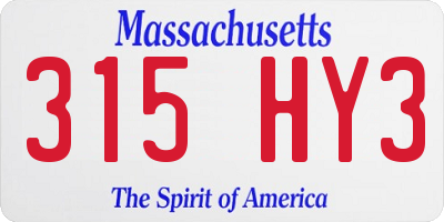 MA license plate 315HY3