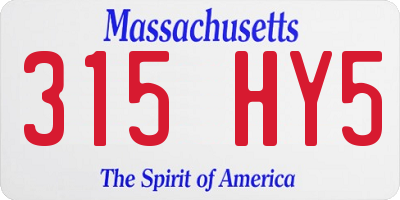 MA license plate 315HY5