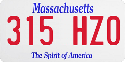 MA license plate 315HZ0