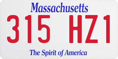 MA license plate 315HZ1