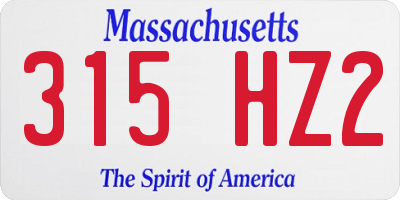 MA license plate 315HZ2