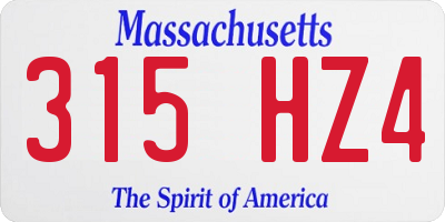 MA license plate 315HZ4