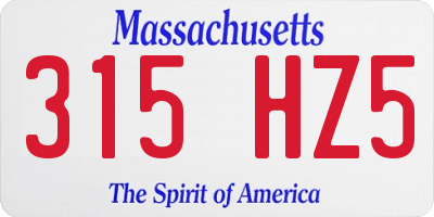MA license plate 315HZ5