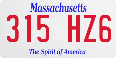 MA license plate 315HZ6