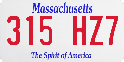 MA license plate 315HZ7
