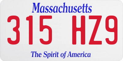 MA license plate 315HZ9
