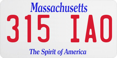 MA license plate 315IA0