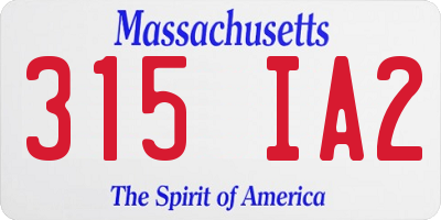MA license plate 315IA2