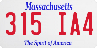 MA license plate 315IA4