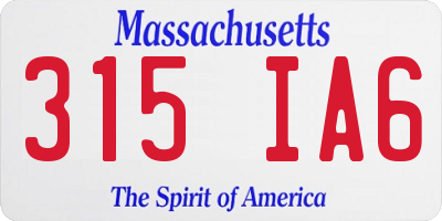 MA license plate 315IA6