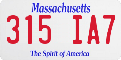 MA license plate 315IA7