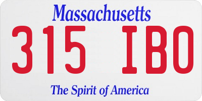 MA license plate 315IB0