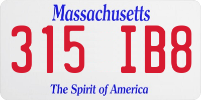 MA license plate 315IB8