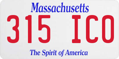 MA license plate 315IC0