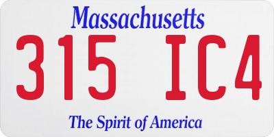 MA license plate 315IC4