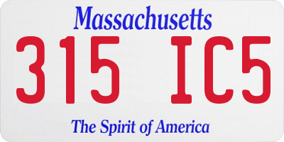 MA license plate 315IC5