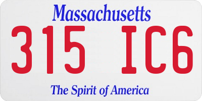 MA license plate 315IC6