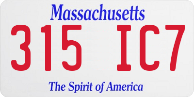 MA license plate 315IC7