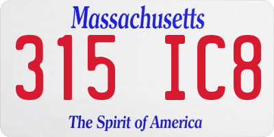 MA license plate 315IC8