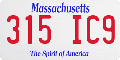MA license plate 315IC9