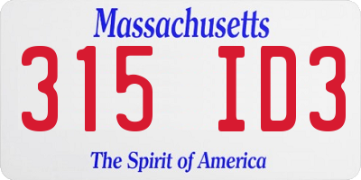 MA license plate 315ID3